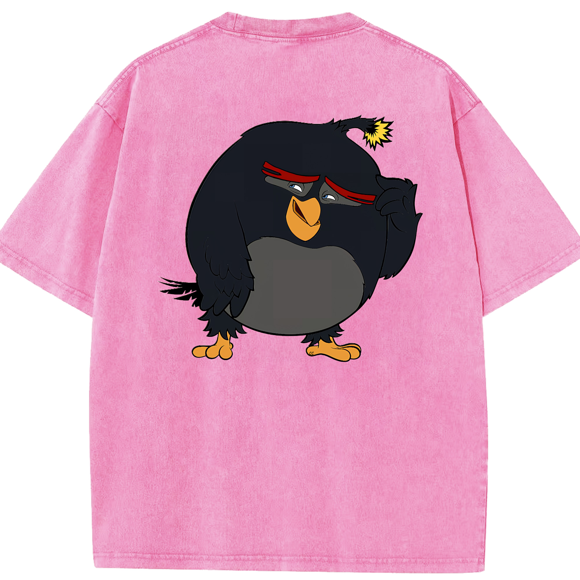 （画像用） Angry Birds アングリーバード 綿100% ヴィンテージ風 半袖Tシャツ（背面プリント）